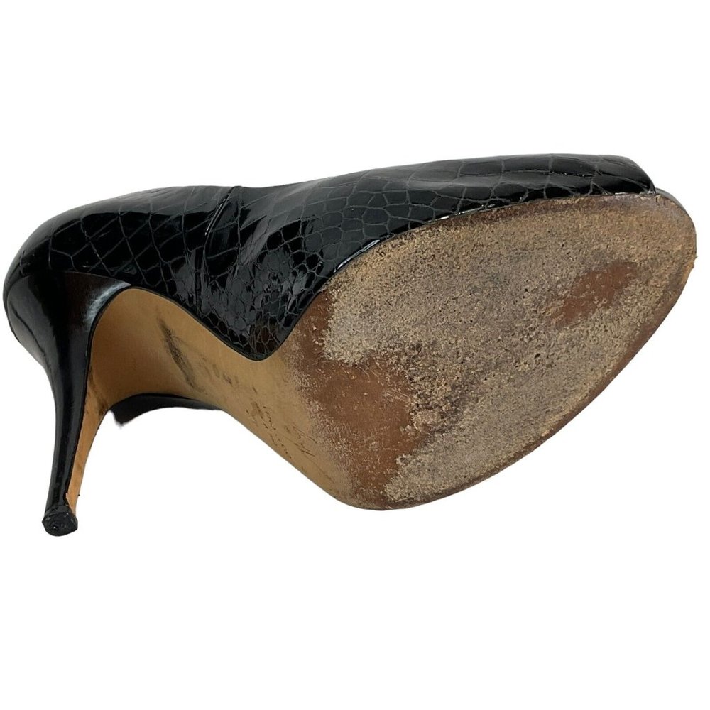 Giuseppe Zanotti Design Shoes Womens Sz 40 Black Leather Snake Peep Toe Heel - Picture 8 of 13